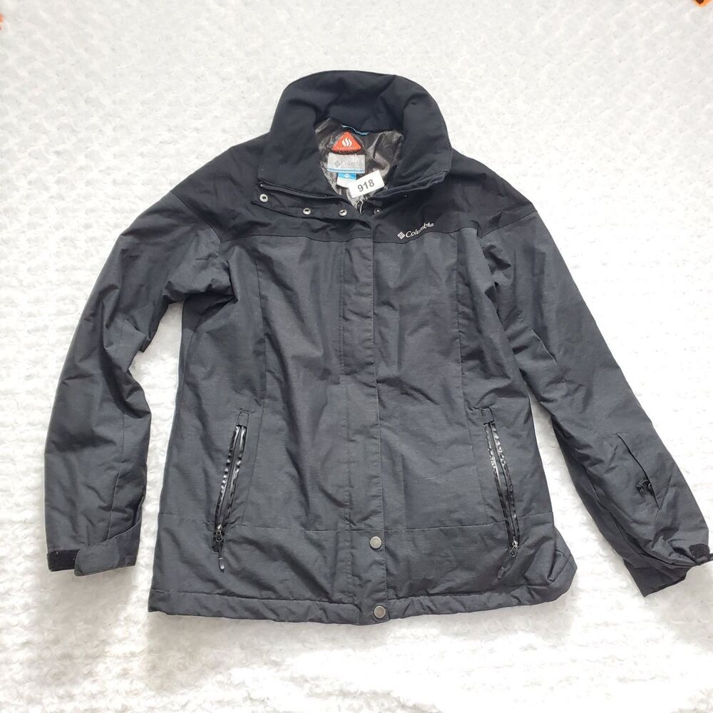 Columbia Omni-Heat Omni-Tech Ski Jacket Womens L Black Winter Snow Coat XK0230